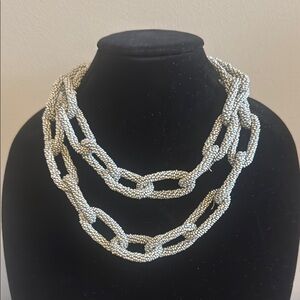 Elegant Grey Fabric Chain Necklace